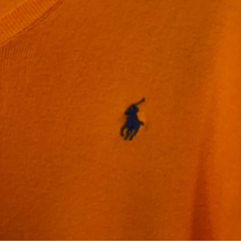 Polo by Ralph Lauren Orange V-Neck Cotton Sweater size large - Picture 4 of 13
